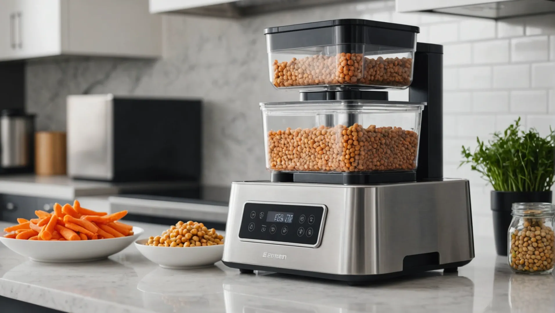 Modern dog food making machine in a kitchen setting