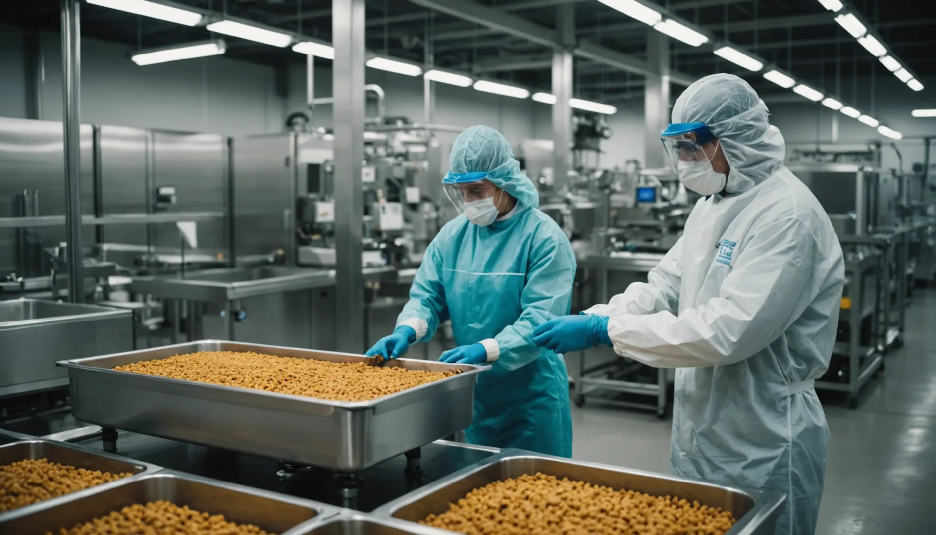 Dog food production facility with emphasis on legal compliance and safety.