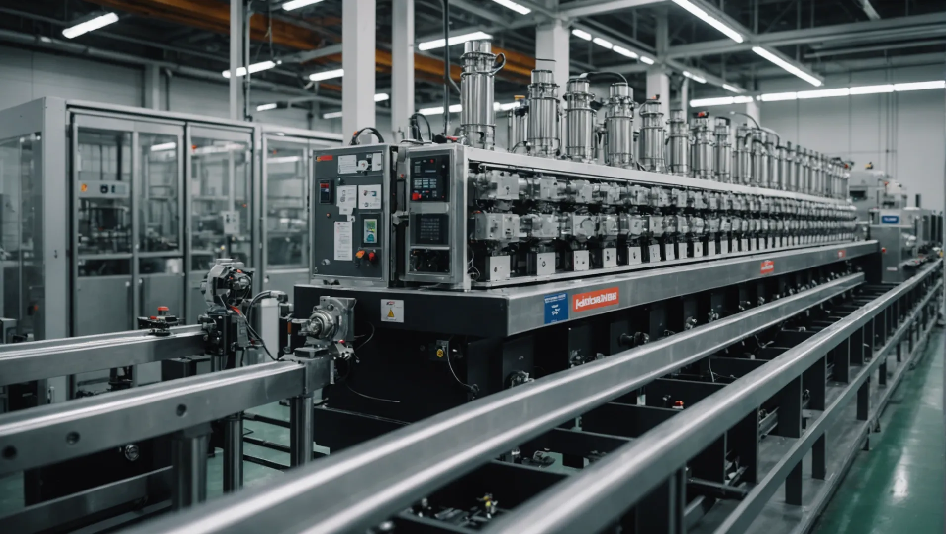 A double screw extruder in an industrial setting, showcasing its components and operation.