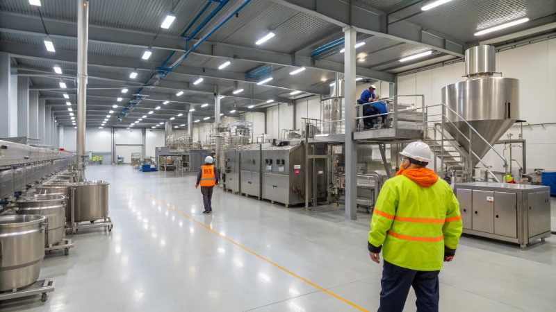 High-tech pet food production facility with modern machinery