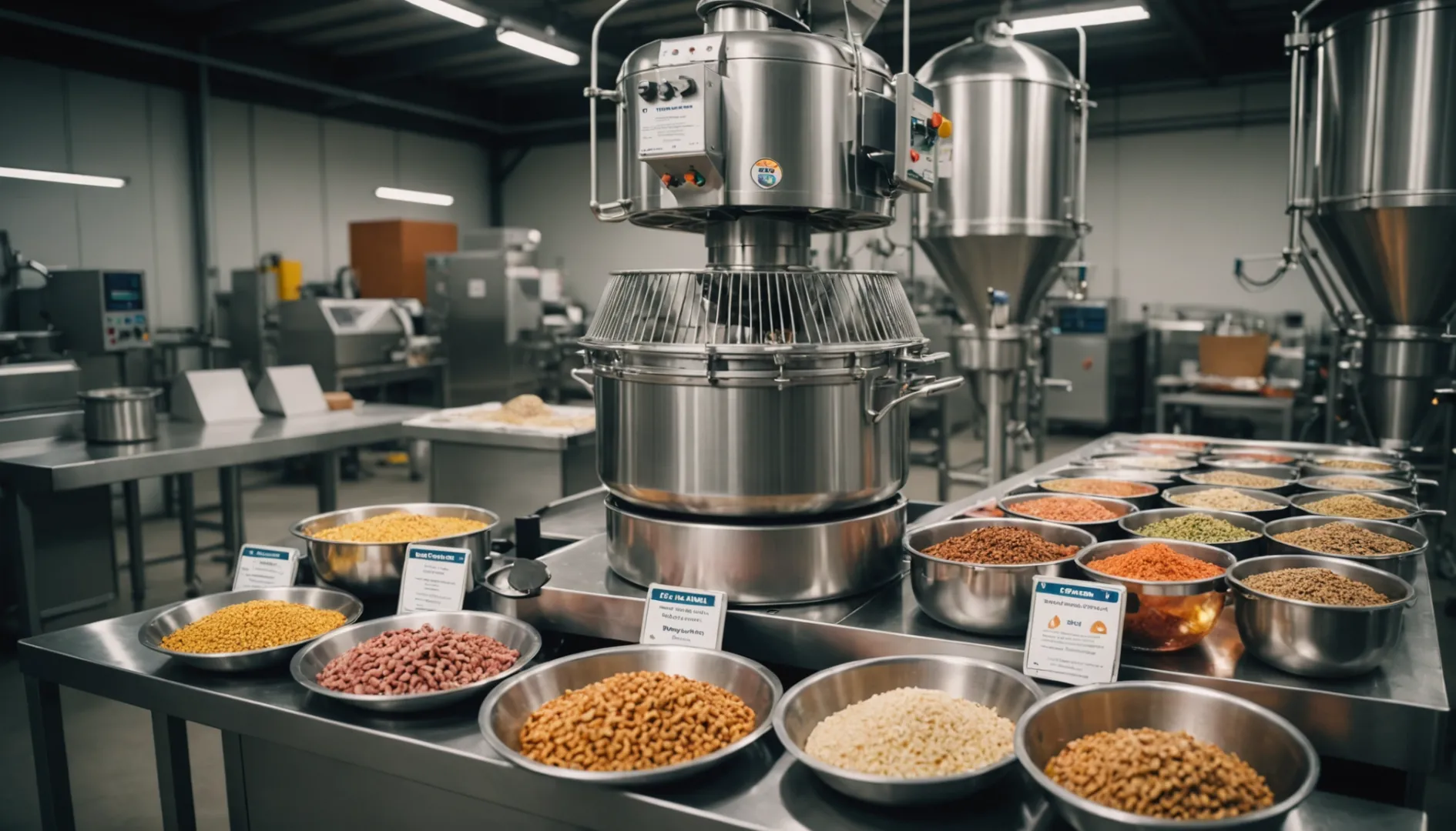 Industrial mixer in a pet food facility