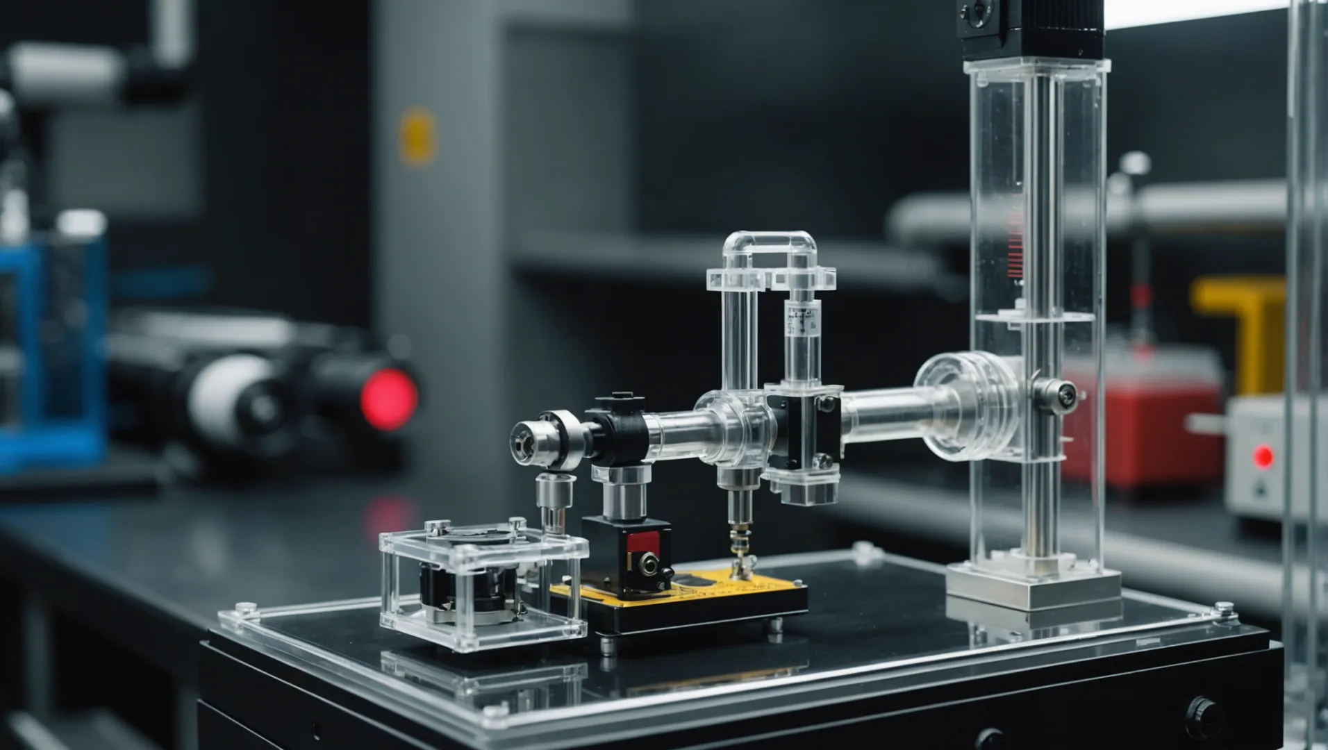 Close-up of a mini lab extruder in operation with material being processed