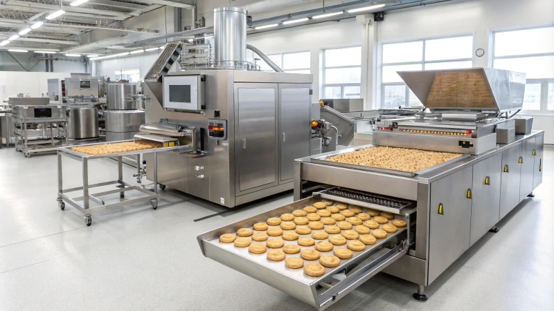 A modern biscuit production line with advanced machinery