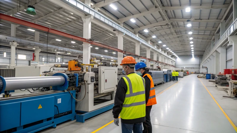 A high-tech extrusion machine in a modern manufacturing facility