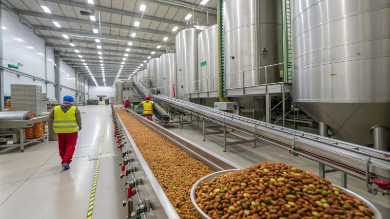 Interior of a large pet food manufacturing facility