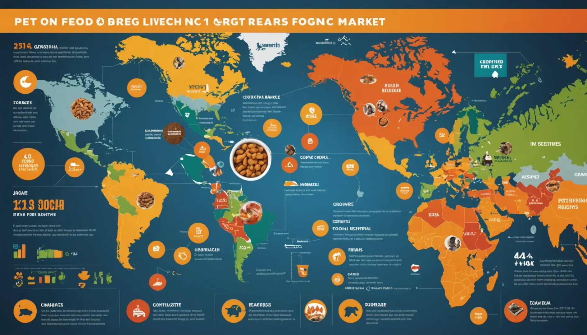 Infographic map of the pet food market showing geographical differences