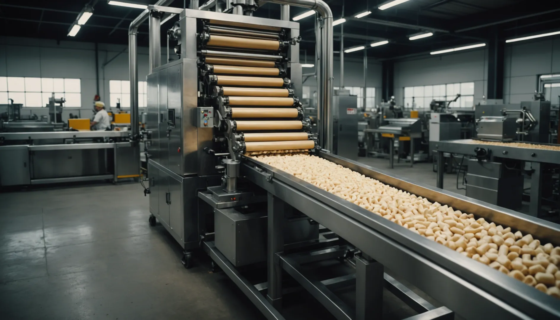 Photorealistic depiction of a rawhide bone production machine