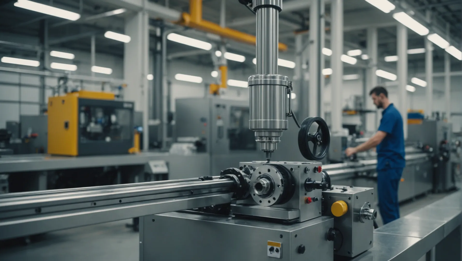 A twin screw extruder in a small-scale manufacturing setup