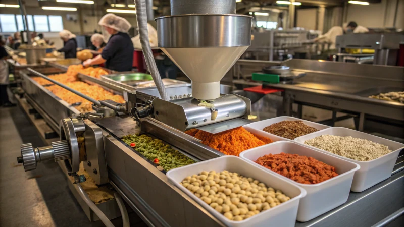 Extrusion machine in a food processing facility