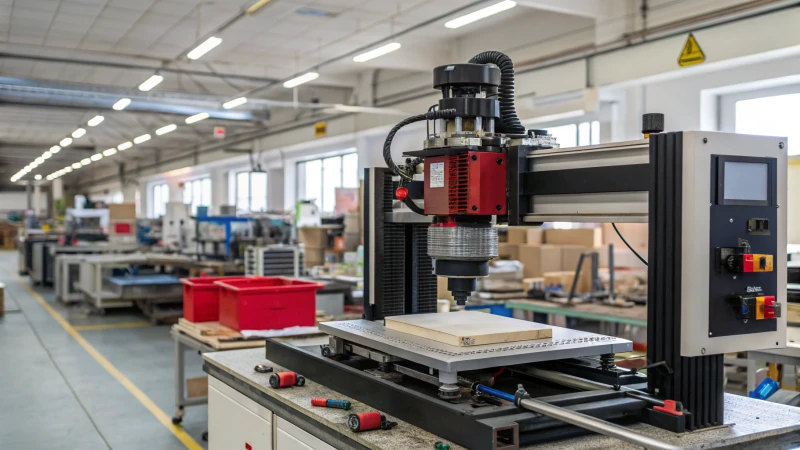 An industrial manufacturing scene with a large extruder and raw materials.