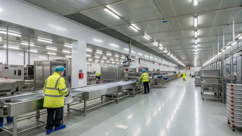 A modern food processing line in a factory