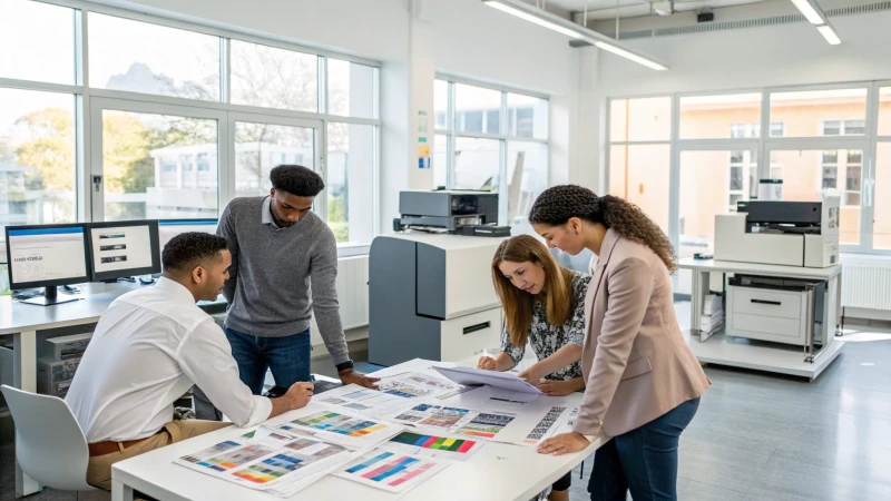 Diverse team collaborating in a bright office