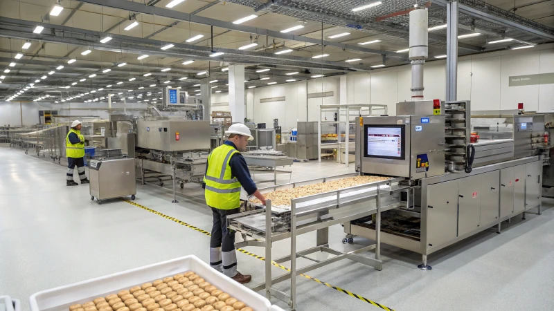 State-of-the-art pet biscuit processing line in a factory