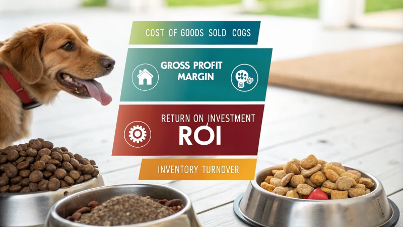 Infographic showcasing financial metrics for pet food manufacturing