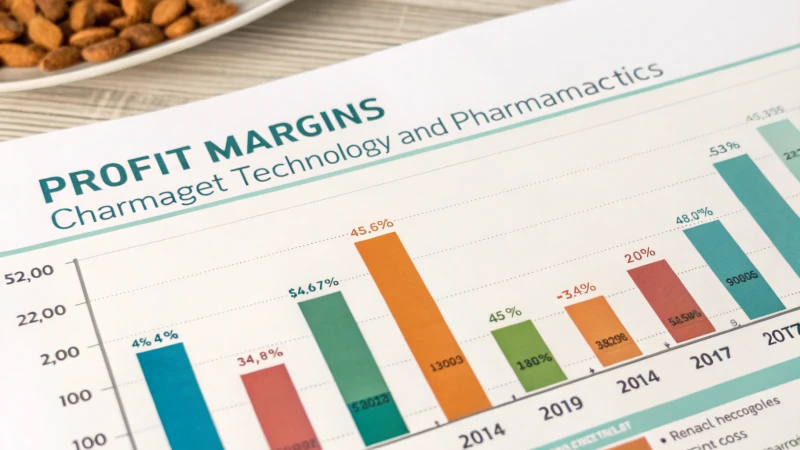 Gráfico de barras que compara as margens de lucro dos alimentos para animais de companhia, da tecnologia e dos produtos farmacêuticos