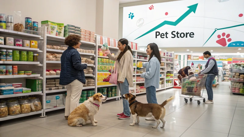 A vibrant pet store with various products and animals