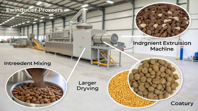 Infographic showing the dry dog food production process