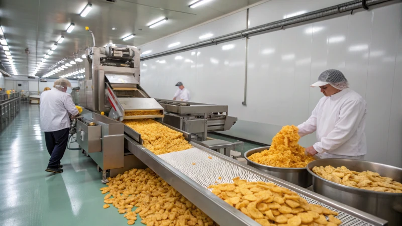 A modern food extrusion machine in a factory