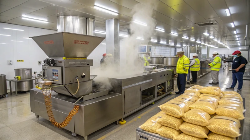 A modern food extruder in an industrial kitchen