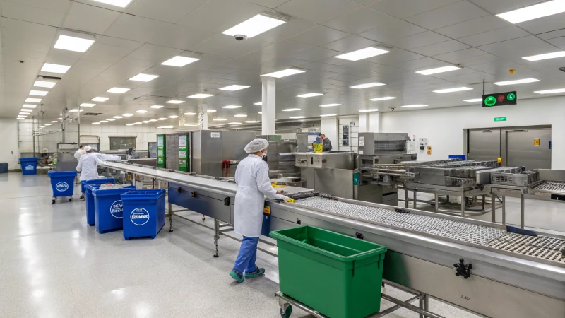 A modern food production facility with advanced machinery