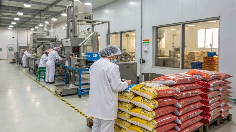 A clean and advanced pet food production facility with employees working.