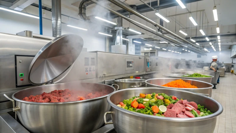 Inside a modern wet pet food manufacturing plant