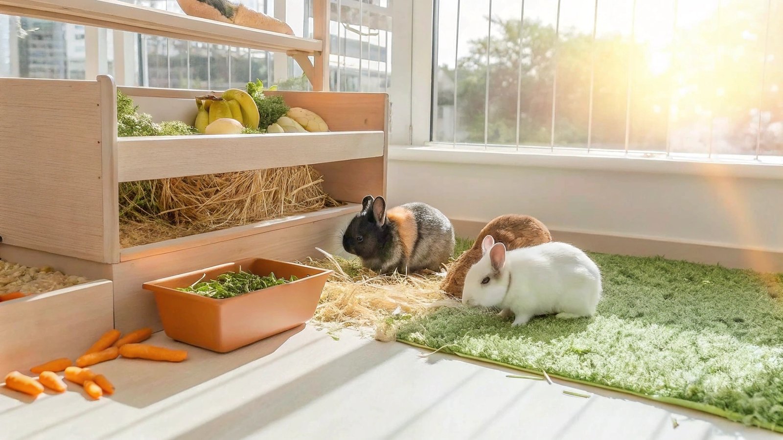  illustration of rabbits and guinea pigs enjoying 