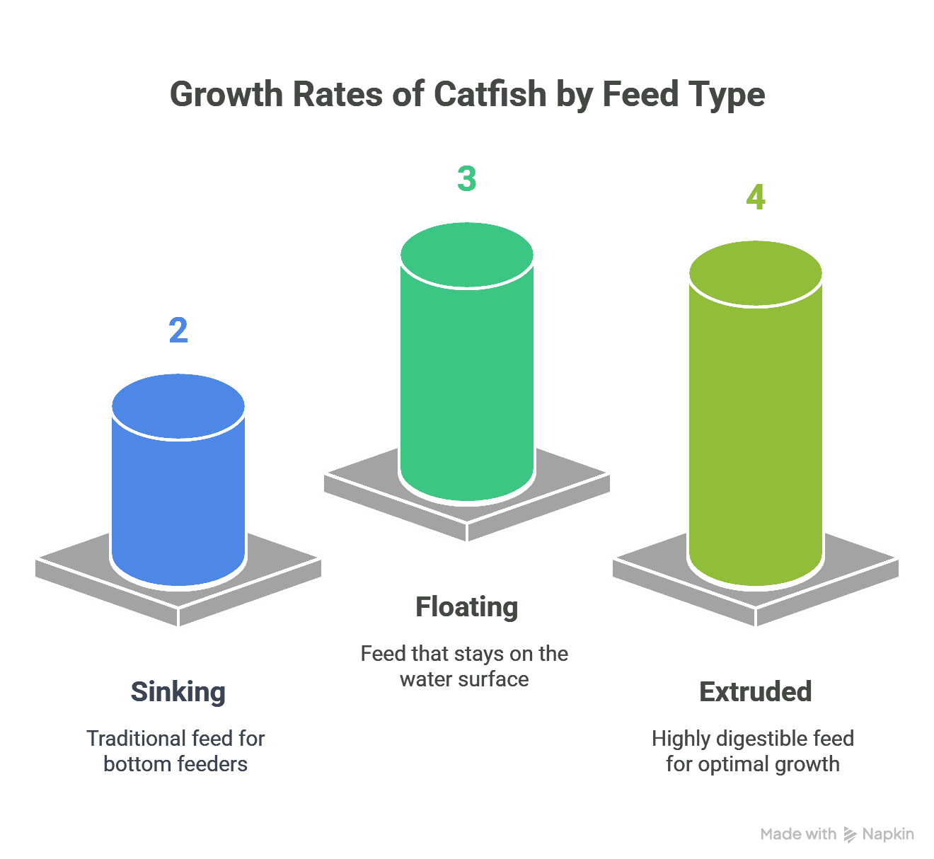 growth rate comparison by feed type in catfish visual selection