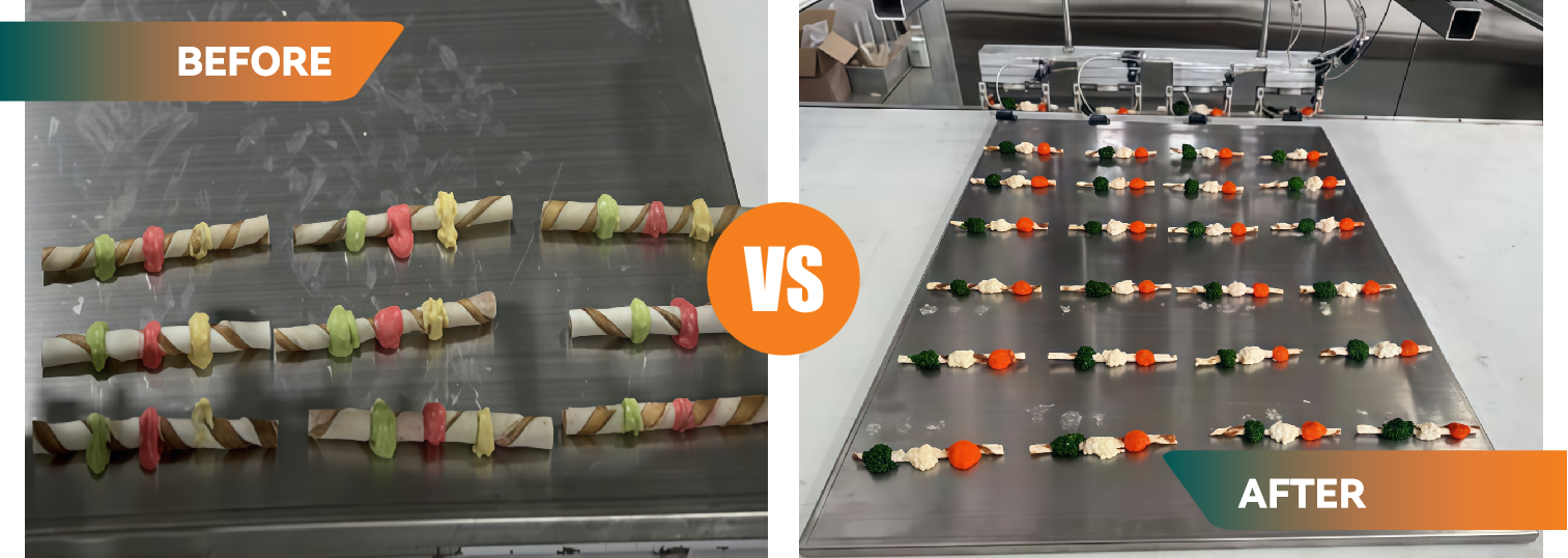 high speed triflavor kabobs processing line